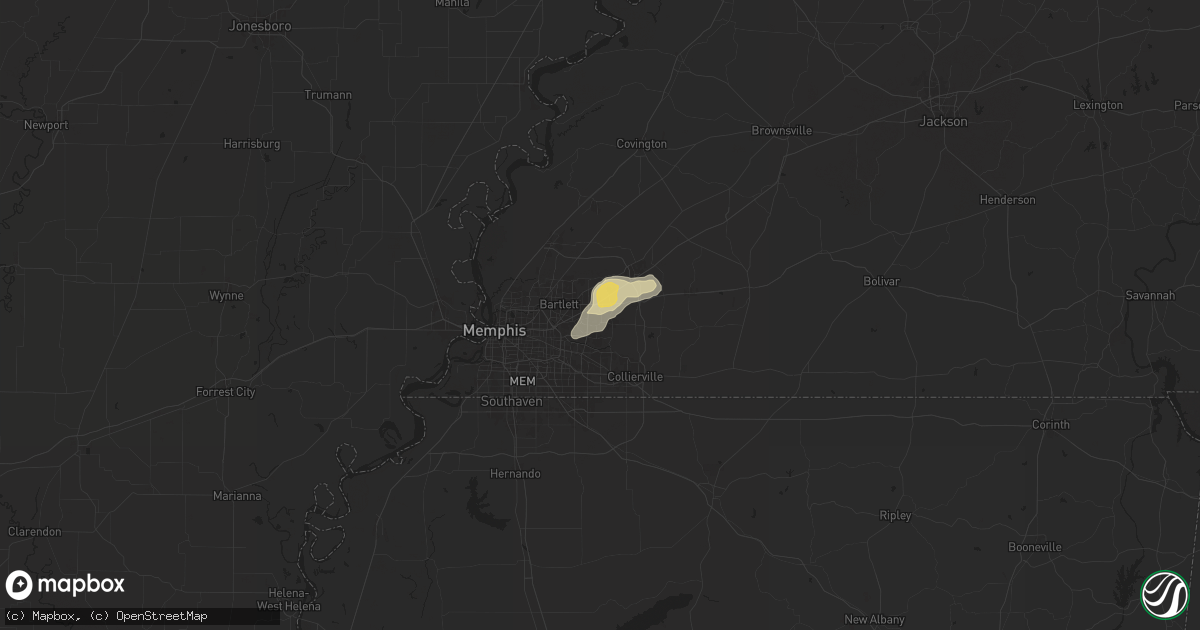 Hail map in Cordova, TN on May 23, 2024