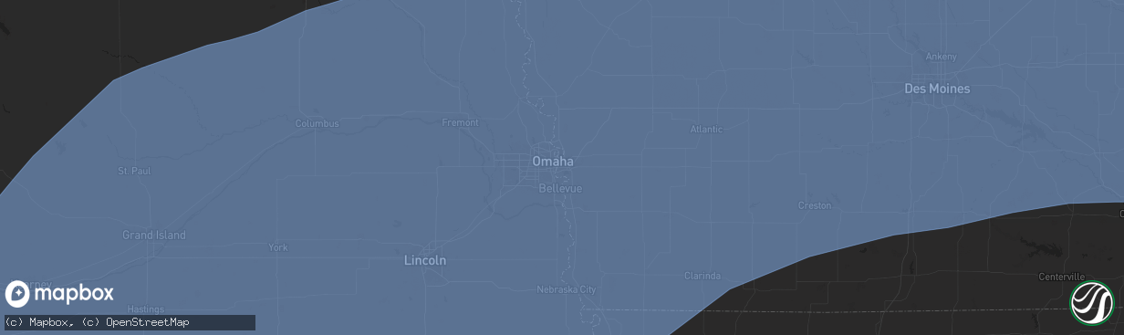 Hail map in Council Bluffs, IA on May 23, 2024