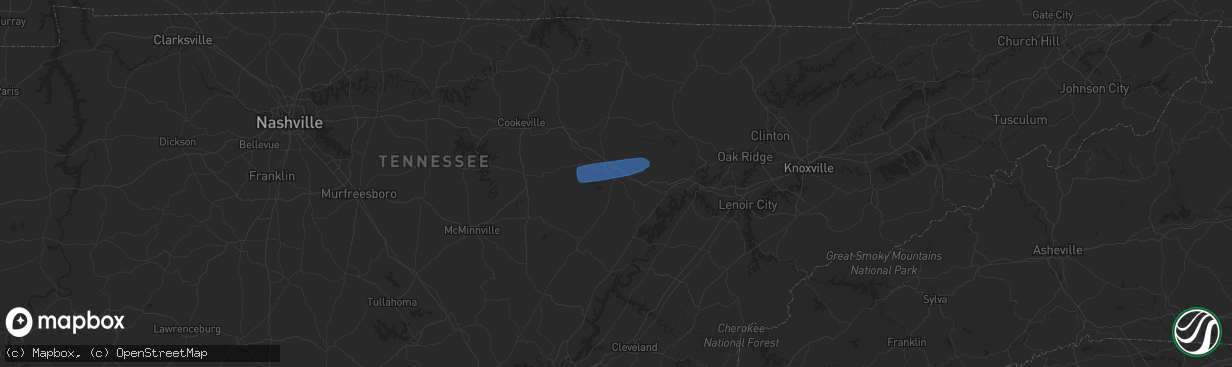 Hail map in Crossville, TN on May 23, 2024