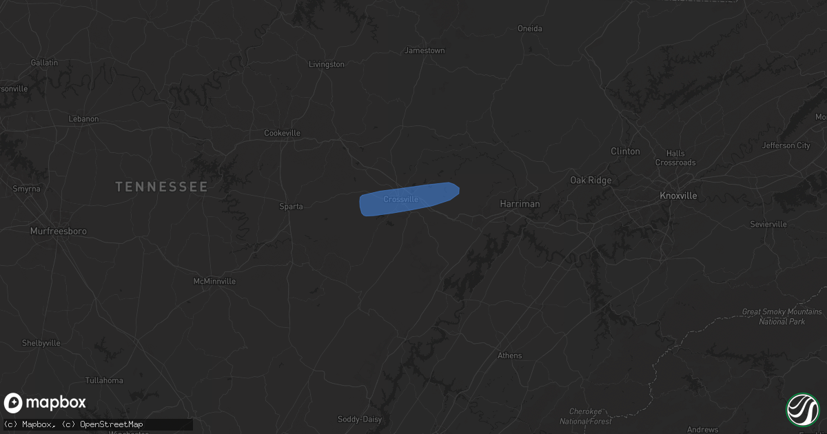 Hail map in Crossville, TN on May 23, 2024