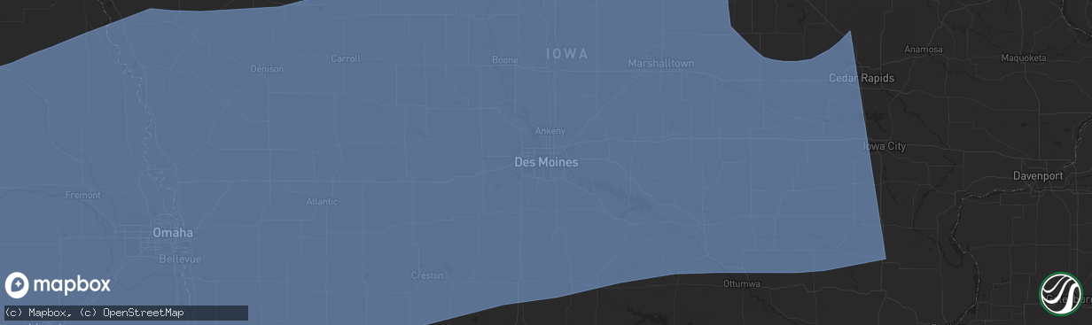 Hail map in Des Moines, IA on May 23, 2024