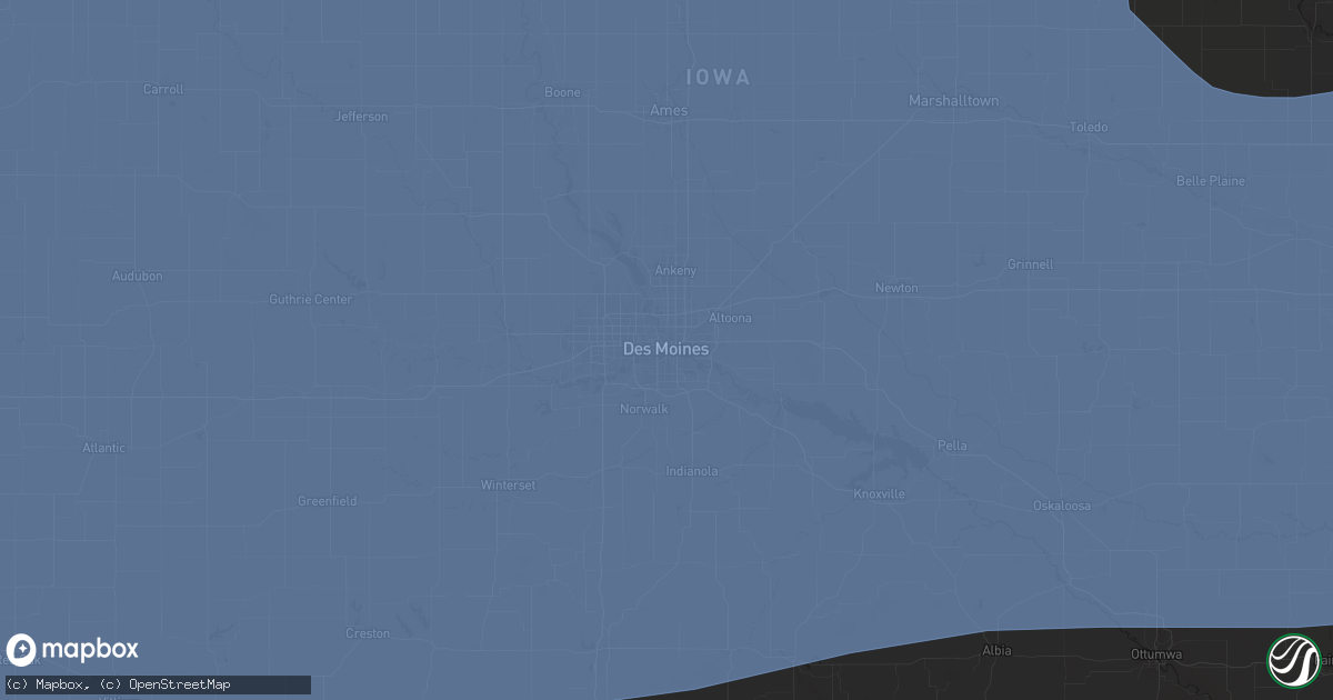Hail map in Des Moines, IA on May 23, 2024