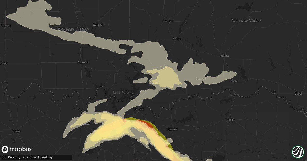 Hail map in Durant, OK on May 23, 2024