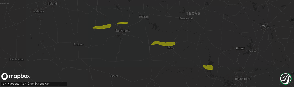 Hail map in Eden, TX on May 23, 2024