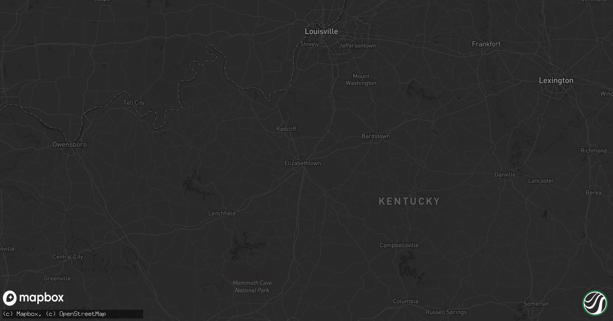 Hail map in Elizabethtown, KY on May 23, 2024