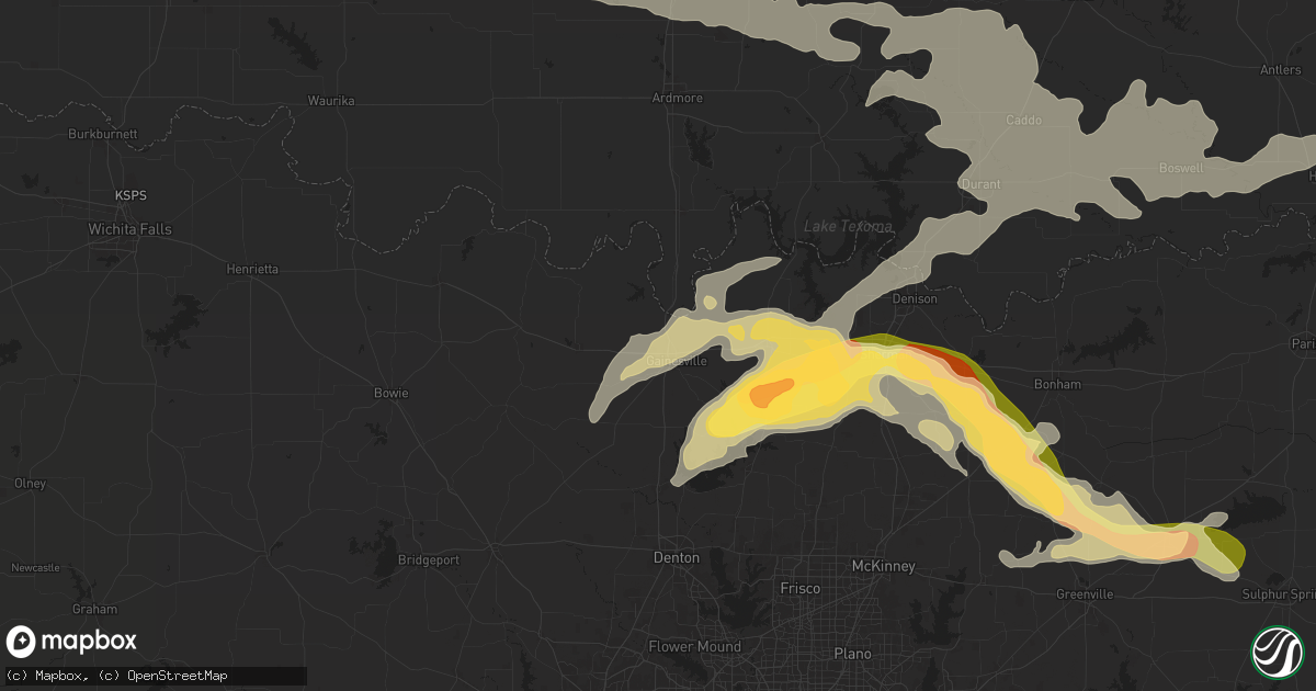Hail map in Gainesville, TX on May 23, 2024