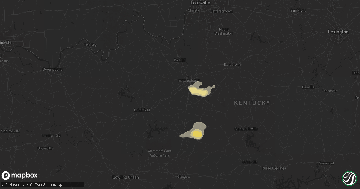 Hail map in Glendale, KY on May 23, 2024