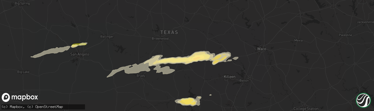 Hail map in Goldthwaite, TX on May 23, 2024