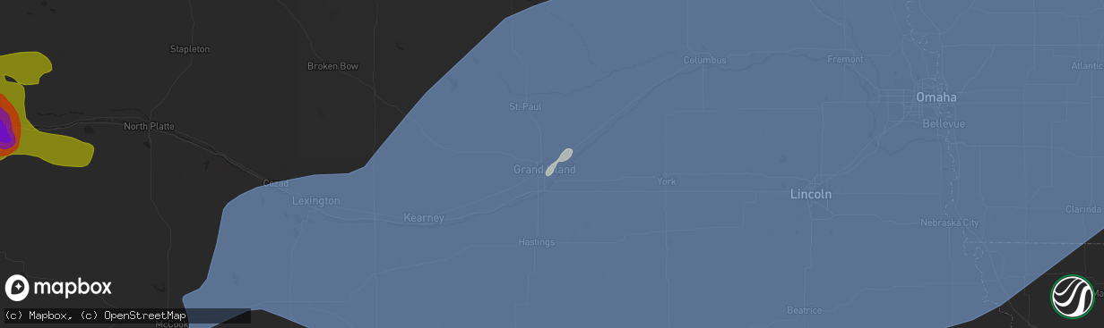 Hail map in Grand Island, NE on May 23, 2024