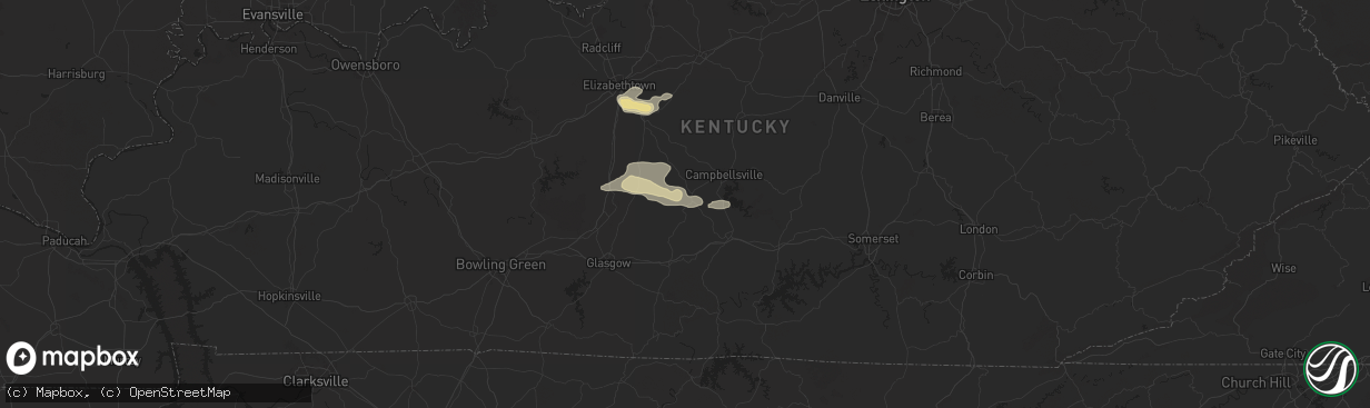 Hail map in Greensburg, KY on May 23, 2024