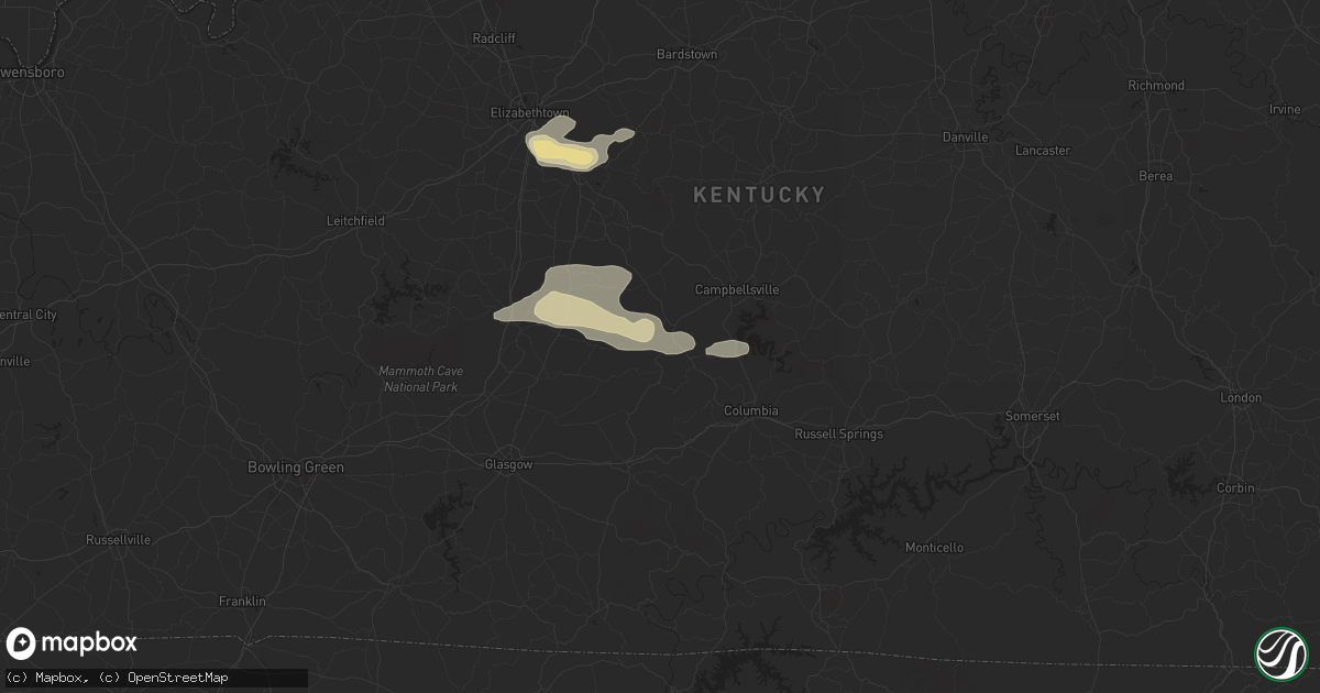 Hail map in Greensburg, KY on May 23, 2024