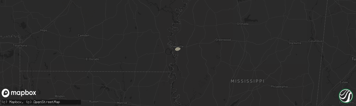 Hail map in Greenville, MS on May 23, 2024