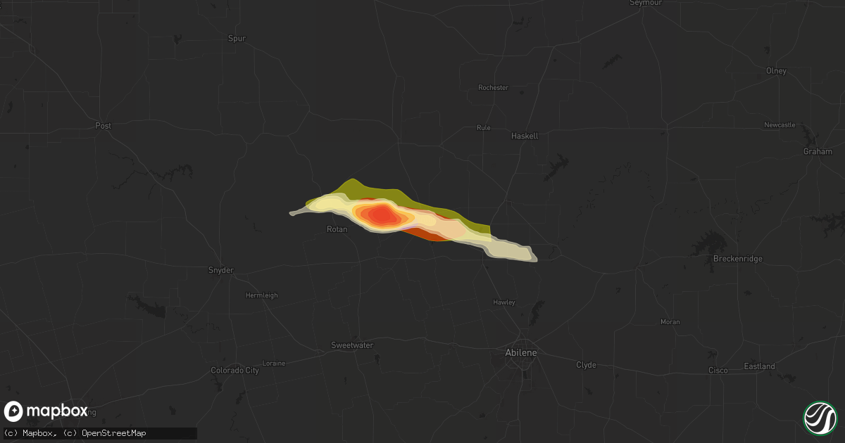 Hail map in Hamlin, TX on May 23, 2024
