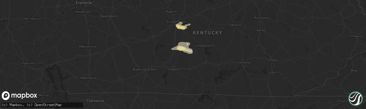 Hail map in Hardyville, KY on May 23, 2024