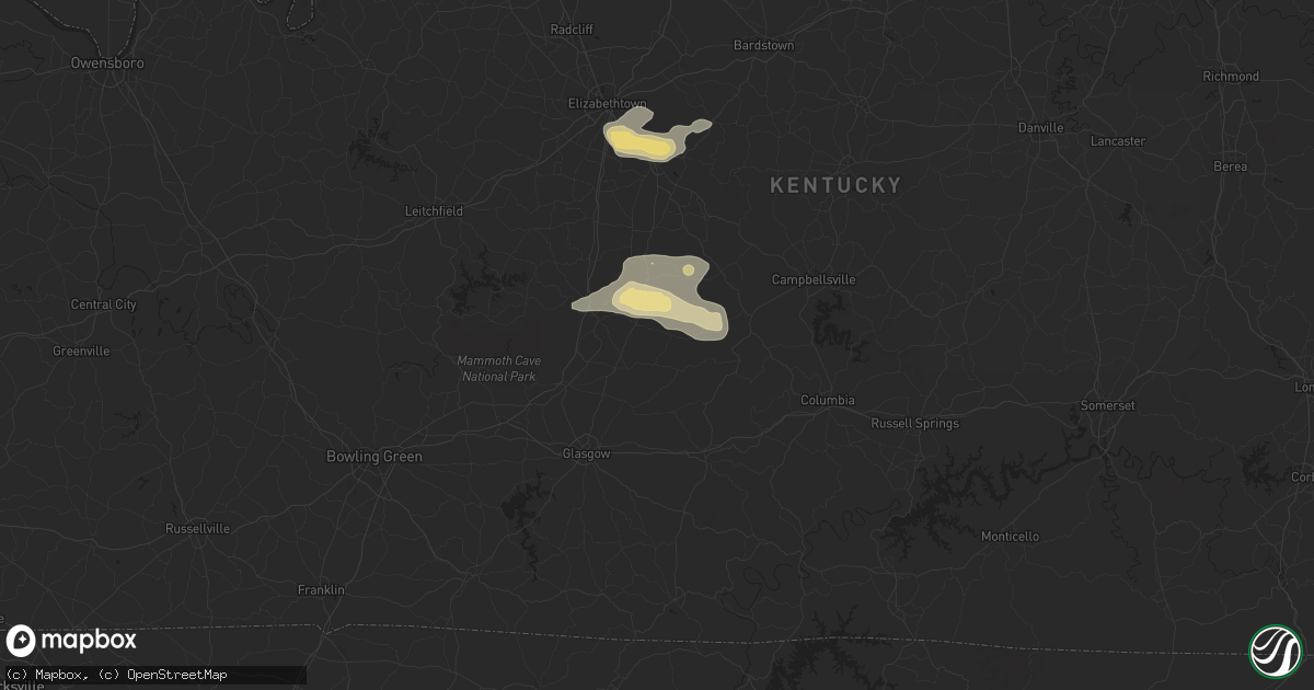Hail map in Hardyville, KY on May 23, 2024