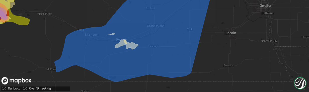 Hail map in Hastings, NE on May 23, 2024