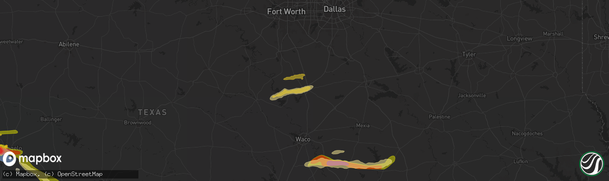 Hail map in Hillsboro, TX on May 23, 2024