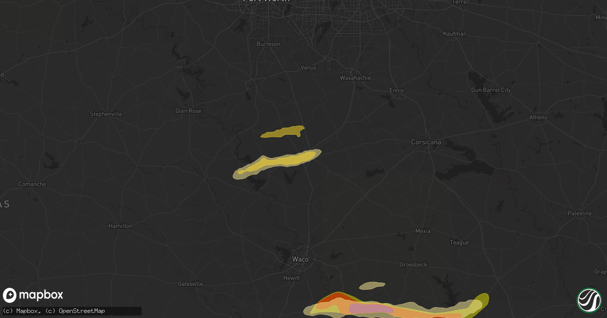 Hail map in Hillsboro, TX on May 23, 2024