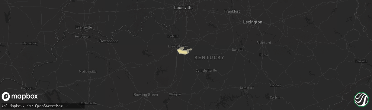 Hail map in Hodgenville, KY on May 23, 2024