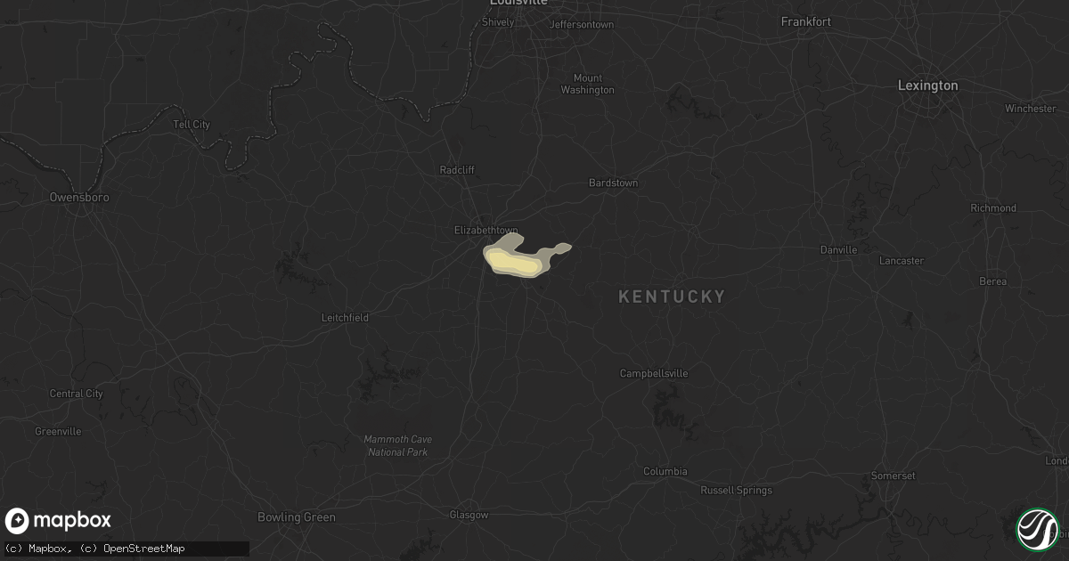 Hail map in Hodgenville, KY on May 23, 2024