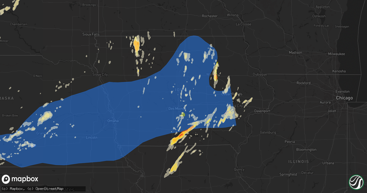 Hail map in Iowa on May 23, 2024