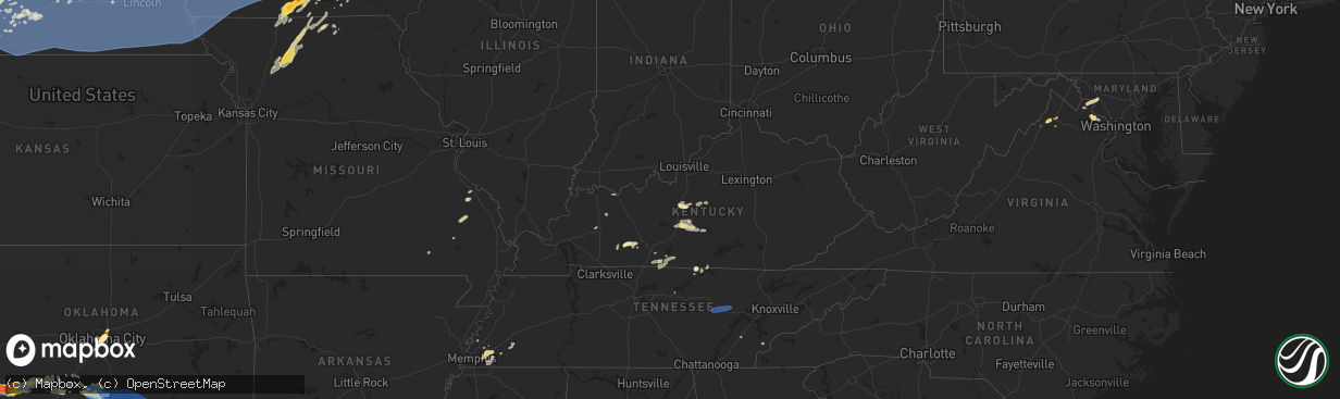 Hail map in Kentucky on May 23, 2024