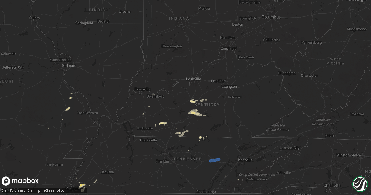 Hail map in Kentucky on May 23, 2024
