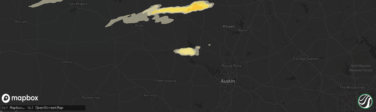 Hail map in Kingsland, TX on May 23, 2024