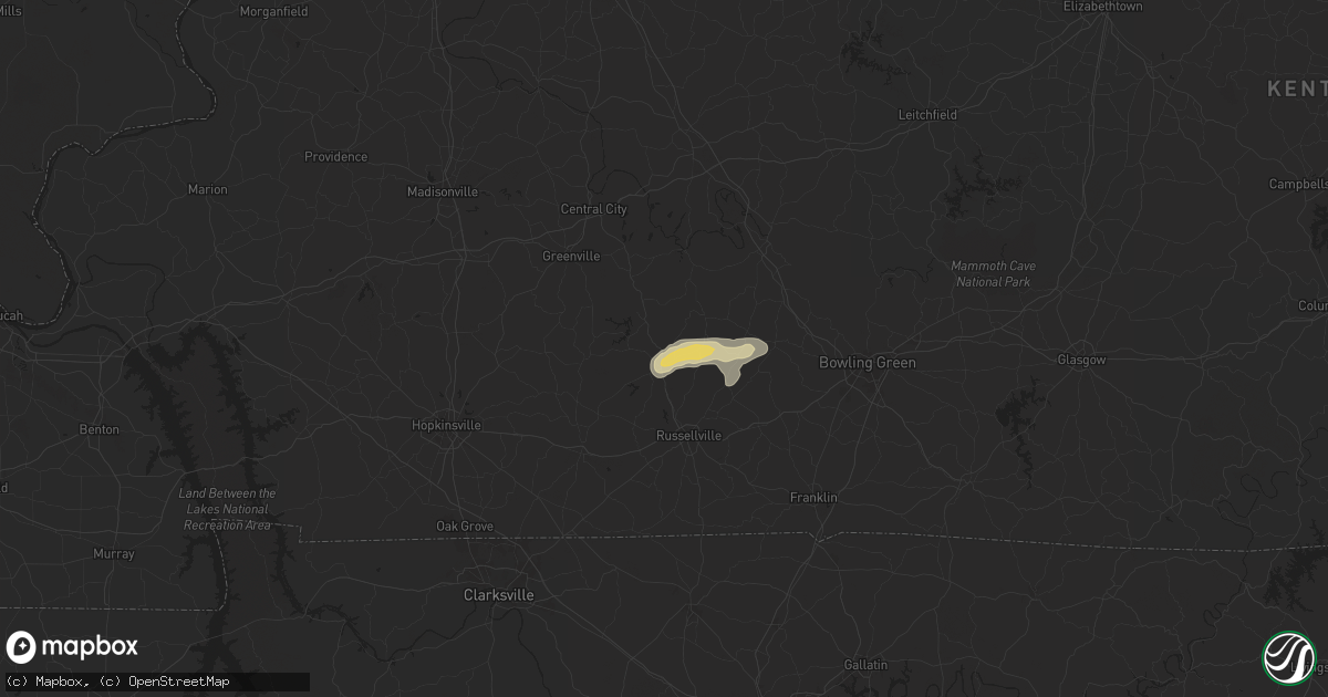 Hail map in Lewisburg, KY on May 23, 2024