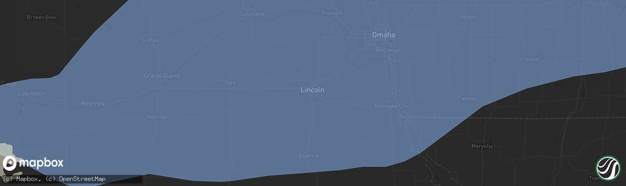 Hail map in Lincoln, NE on May 23, 2024