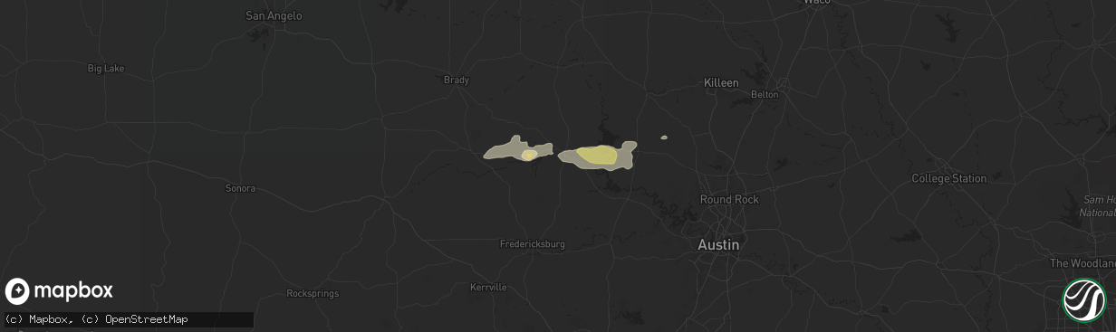 Hail map in Llano, TX on May 23, 2024