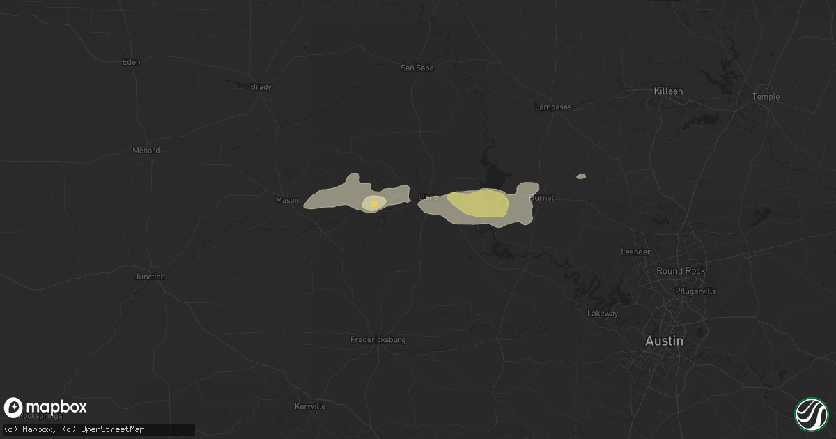 Hail map in Llano, TX on May 23, 2024