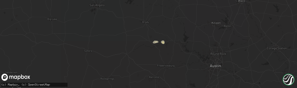 Hail map in Mason, TX on May 23, 2024