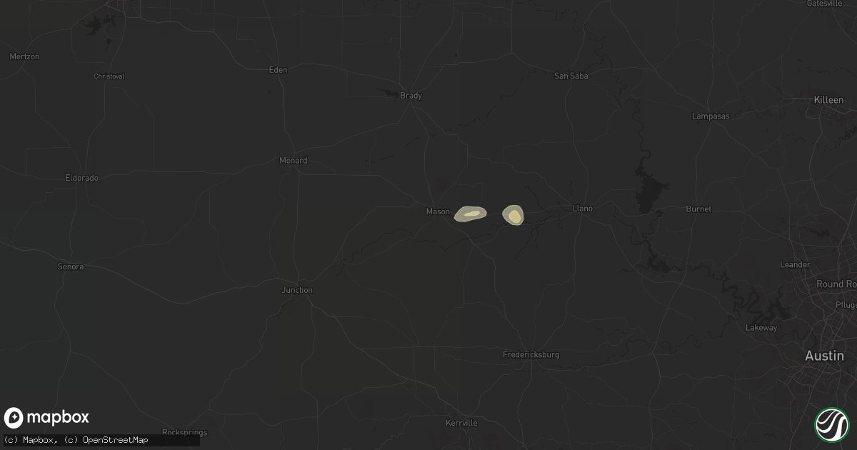Hail map in Mason, TX on May 23, 2024