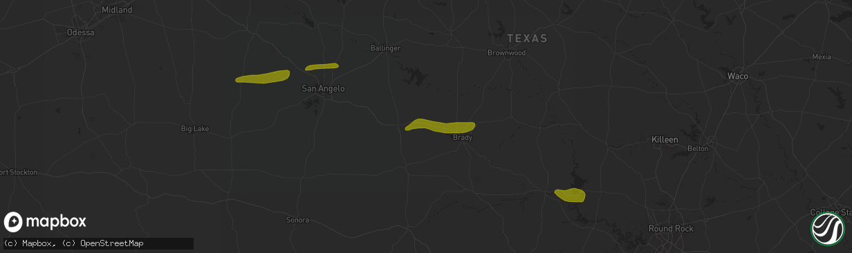 Hail map in Melvin, TX on May 23, 2024