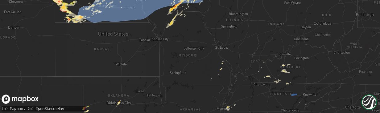 Hail map in Missouri on May 23, 2024