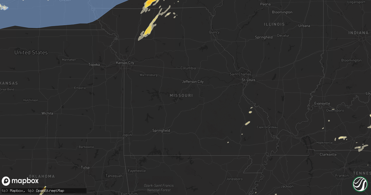 Hail map in Missouri on May 23, 2024