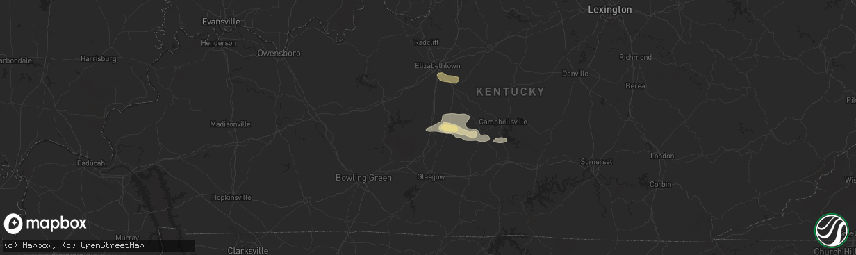 Hail map in Munfordville, KY on May 23, 2024