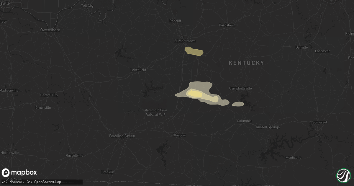 Hail map in Munfordville, KY on May 23, 2024