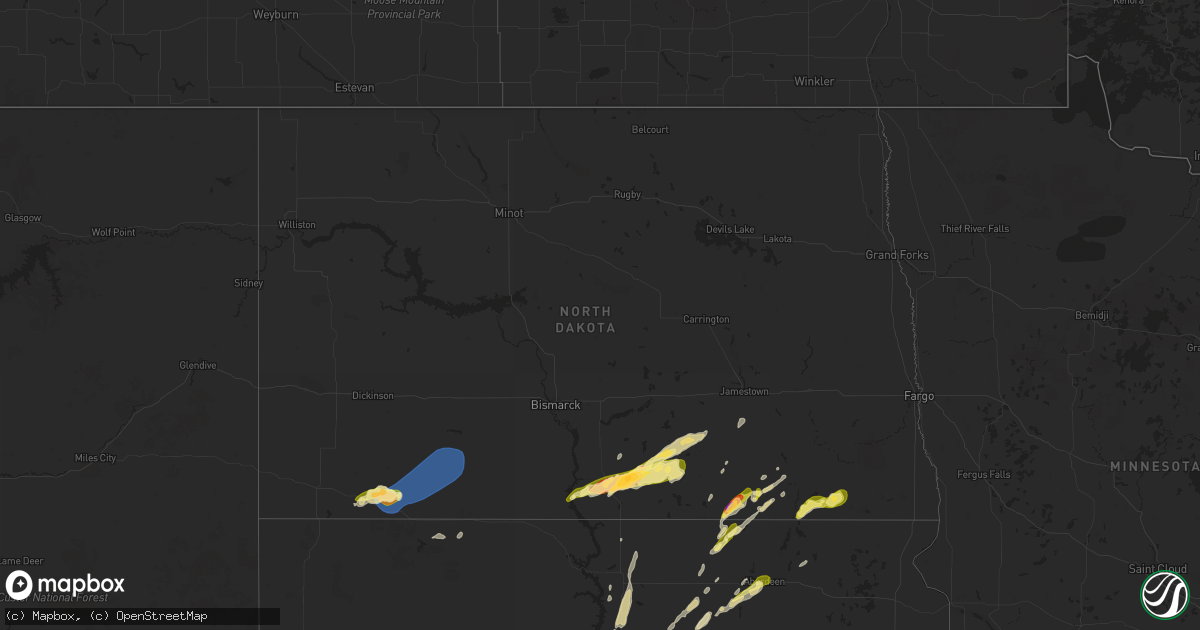 Hail map in North Dakota on May 23, 2024