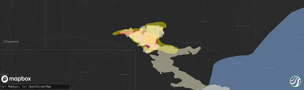 Hail map in Ogallala, NE on May 23, 2024