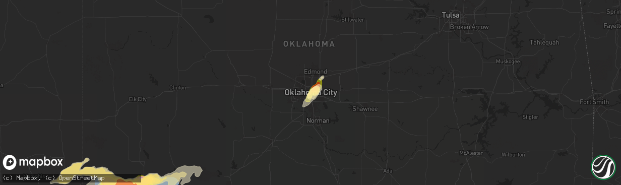 Hail map in Oklahoma City, OK on May 23, 2024