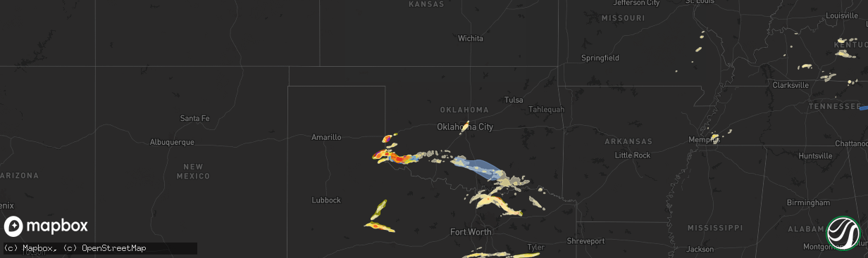 Hail map in Oklahoma on May 23, 2024