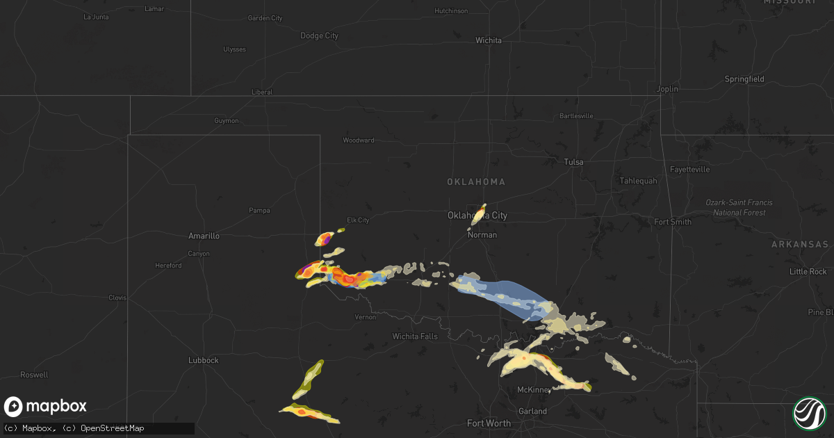 Hail map in Oklahoma on May 23, 2024