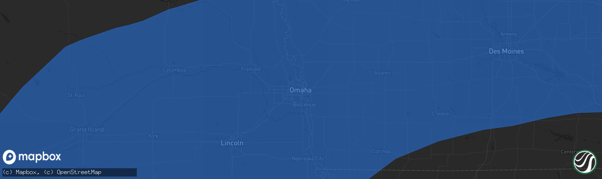 Hail map in Omaha, NE on May 23, 2024