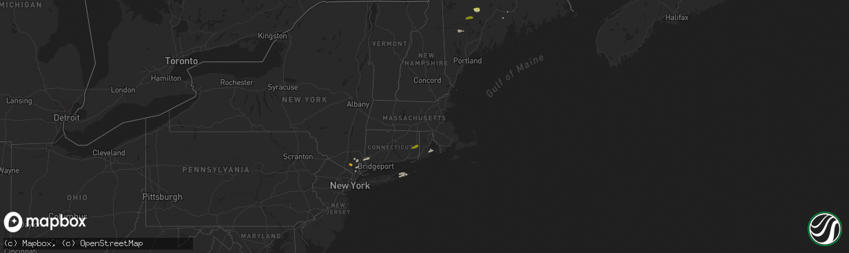 Hail map in Rhode Island on May 23, 2024