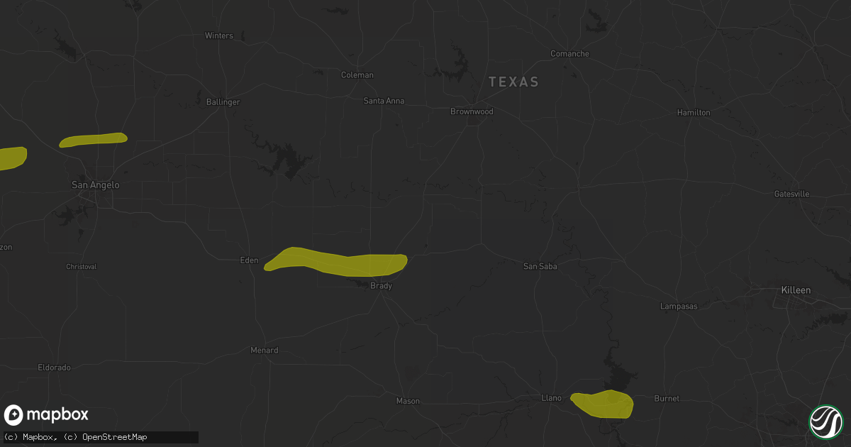 Hail map in Rochelle, TX on May 23, 2024