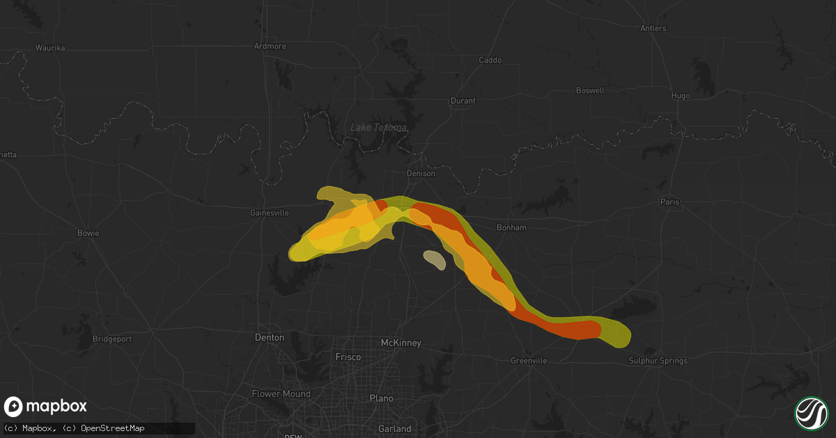 Hail map in Sherman, TX on May 23, 2024