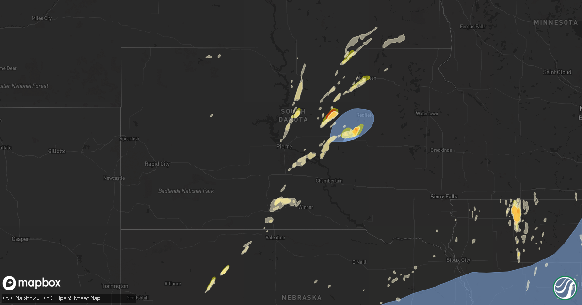 Hail map in South Dakota on May 23, 2024