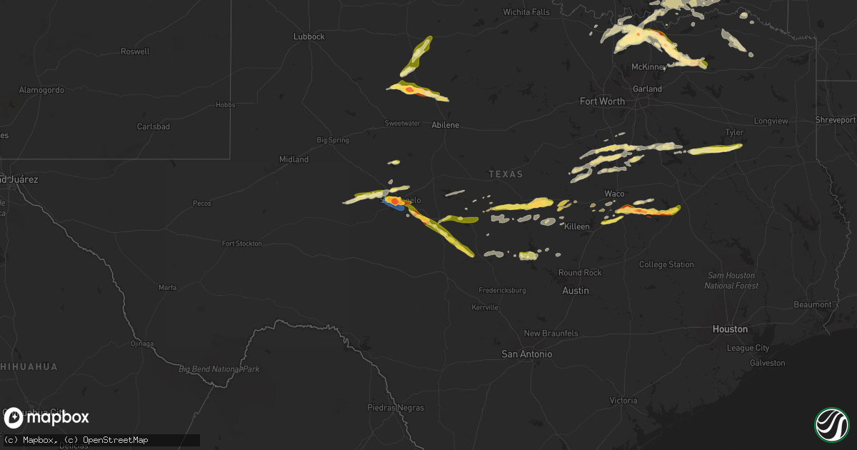 Hail map in Texas on May 23, 2024